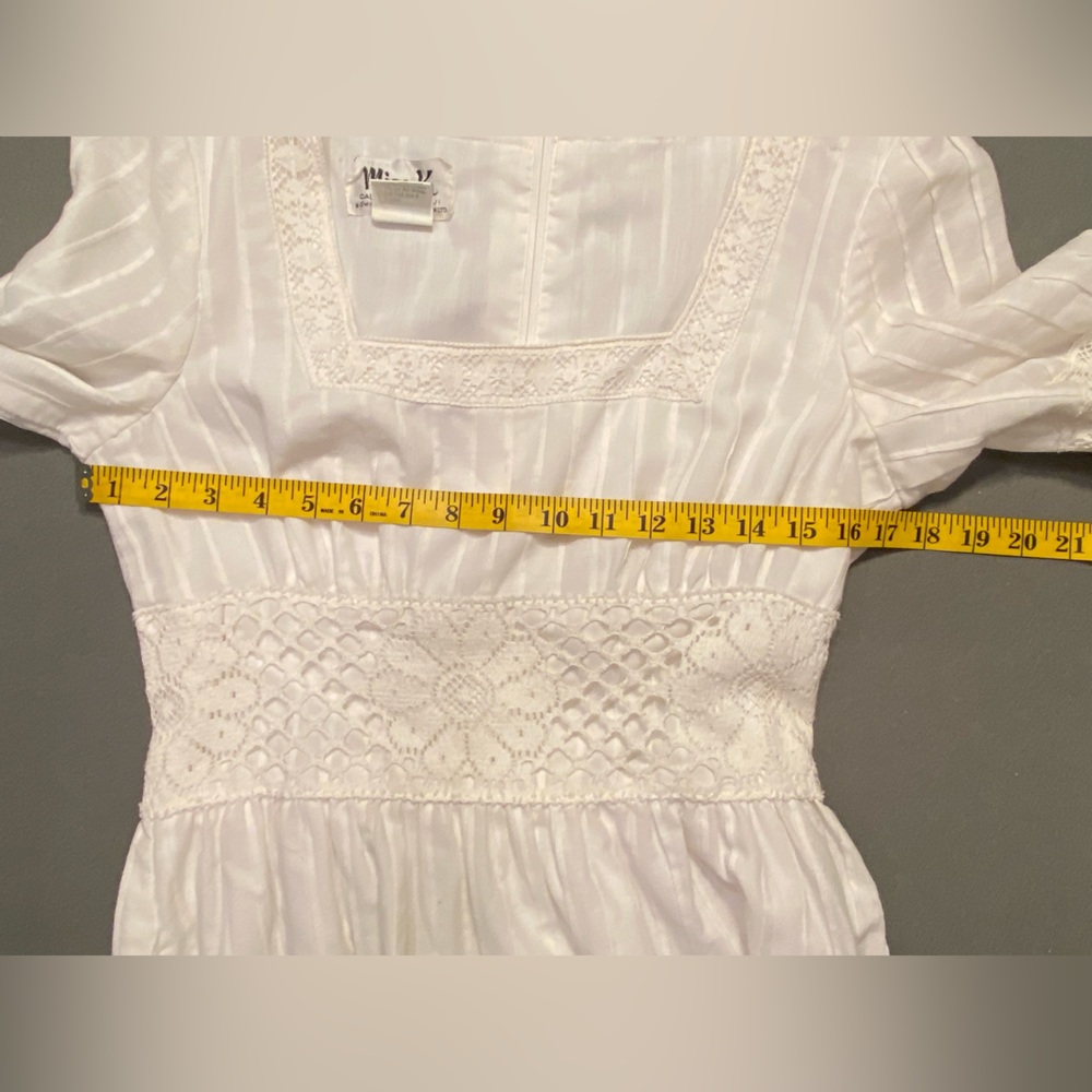 Vintage Boho Lace Maxi Dress Bell elbow length sleeves square Neck size 11/12 - Picture 7 of 12